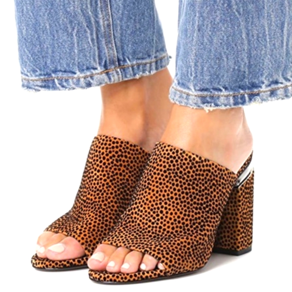 NIB ALEXANDER WANG Avery Blue Denim Open Toe Block Heel Mule Sandals sz 37